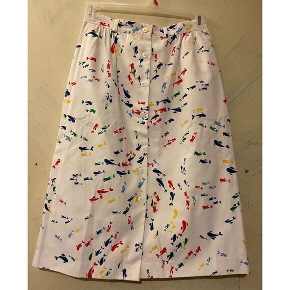 Madison Vintage UnionMade Button Front WHALES Skirt Sz 14 - Picture 1 of 11